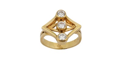 Lot 109 - A diamond three-stone ring, 1987 The openwork...