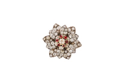 Lot 32 - A late 19th century ruby and diamond flower...