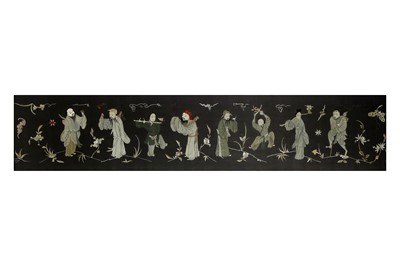 Lot 627 - A CHINESE BLACK-GROUND EMBROIDERED SILK 'EIGHT...