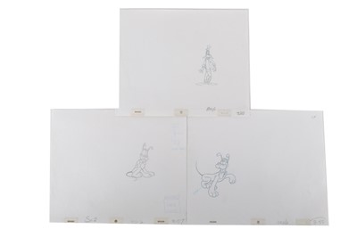 Lot 555e - Disney Studios Goofy & Pluto 3 original pencil...