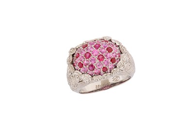 Lot 169 - A pink sapphire, ruby and diamond ring, by...