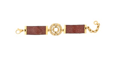 Lot 39 - A shagreen and diamond bracelet, by Bulgari...