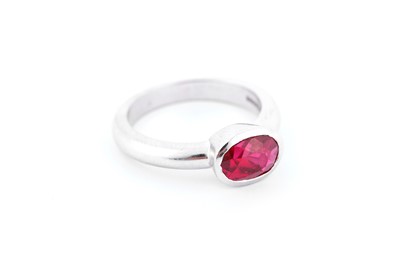 Lot 309 - A synthetic ruby single-stone ring, mounted in...