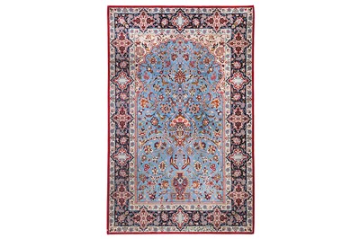 Lot 49 - AN EXTREMELY FINE PART SILK ISFAHAN PRAYER RUG,...
