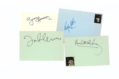 Lot 202 - Beatles Four index cards individually signed...