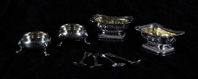 Lot 300 - Two pairs of hallmarked silver Georgian salts,...