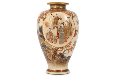 Lot 1059 - A SATSUMA VASE BY KIZAN. Meiji Period. Of...