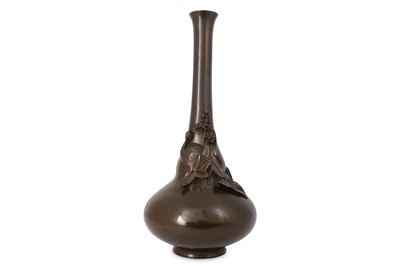 Lot 1067 - A BRONZE VASE. Meiji period. Of a pear shape...