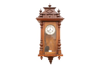 Lot 359 - A walnut Vienna regulator type wall clock, the...