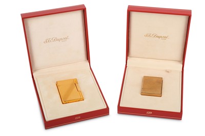 Lot 162 - Two S T Dupont Paris gold plated lighters, one...