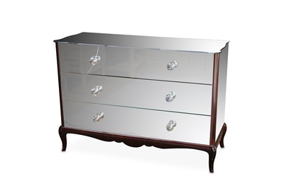 Lot 350 - A 20th century mirrored chest of drawers, the...