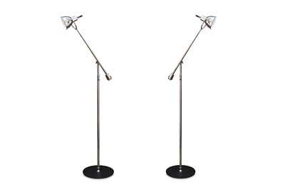 Lot 395 - Two modern chromed floor standing angle poise...