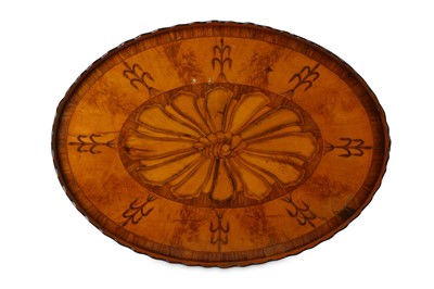 Lot 205 - A George III marquetry oval tray with an...