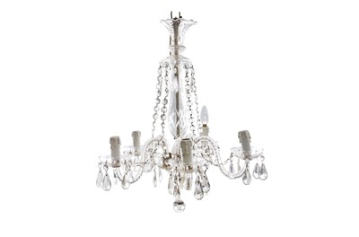 Lot 200 - A crystal five branch chandelier, with...