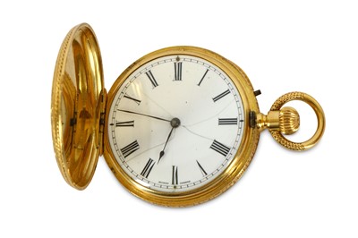 Lot 602A - AN 18K GOLD FULL HUNTER POCKET WATCH. Date:...