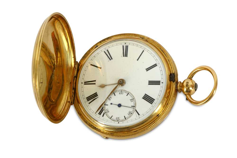 Lot 603 - AN 18K GOLD FULL HUNTER POCKET WATCH. Date:...