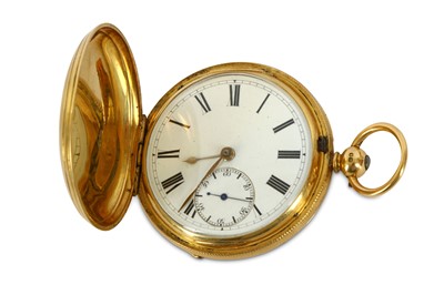 Lot 603A - AN 18K GOLD FULL HUNTER POCKET WATCH. Date:...