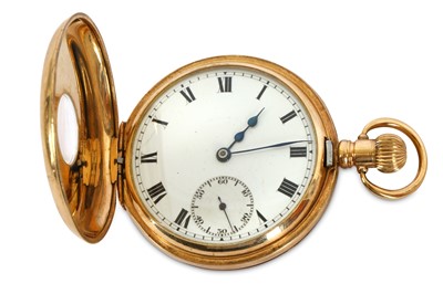 Lot 607A - A 9K HALF HUNTER POCKET WATCH. Circa: 1900's...