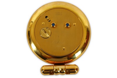 Lot 657 - CARTIER. A PLATED QUARTZ ALARM CLOCK Movement:...