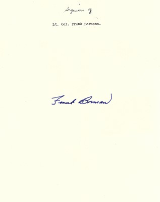 Lot 396 - Borman (Frank) Blue ink signature ('Frank...