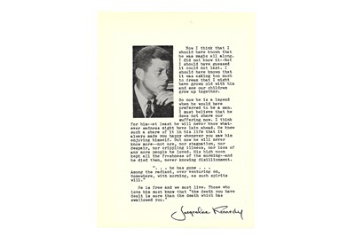 Lot 283 - Kennedy (Jacqueline) Souvenir typed quotation...