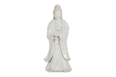 Lot 157 - A LARGE CHINESE BLANC-DE-CHINE FIGURE OF GUANYIN.