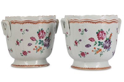 Lot 133 - A PAIR OF CHINESE FAMILLE ROSE WINE COOLERS.