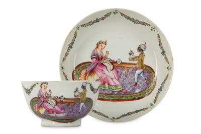 Lot 383 - A CHINESE FAMILLE ROSE 'LADY AND SERVANT' TEA...