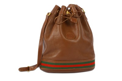 Lot 437 - Gucci Brown Leather Bucket Bag, 1990s, grained...