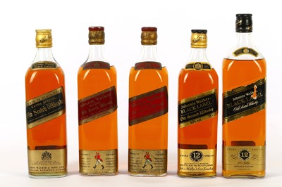 Lot 766 - Five bottles of Johnnie Walker 2 75cl bottles...