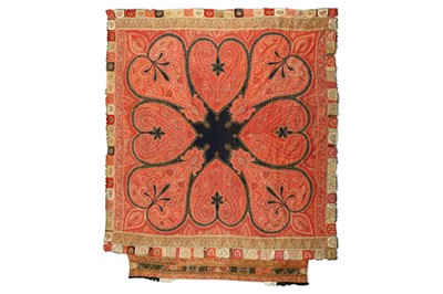 Lot 129 - A SQUARE KASHMIRI SHAWL  North India, 19th...