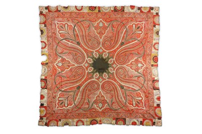 Lot 126 - A SQUARE KASHMIRI SHAWL  North India, 19th...