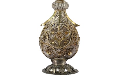 Lot 284 - A PARCEL-GILT SILVER FILIGREE ROSEWATER...