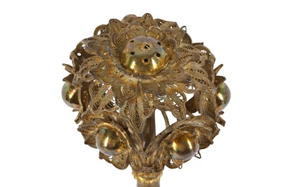Lot 284 - A PARCEL-GILT SILVER FILIGREE ROSEWATER...