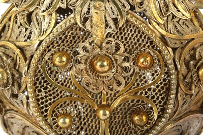 Lot 284 - A PARCEL-GILT SILVER FILIGREE ROSEWATER...