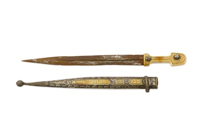 Lot 169 - A WALRUS IVORY-HILTED CAUCASIAN DAGGER...