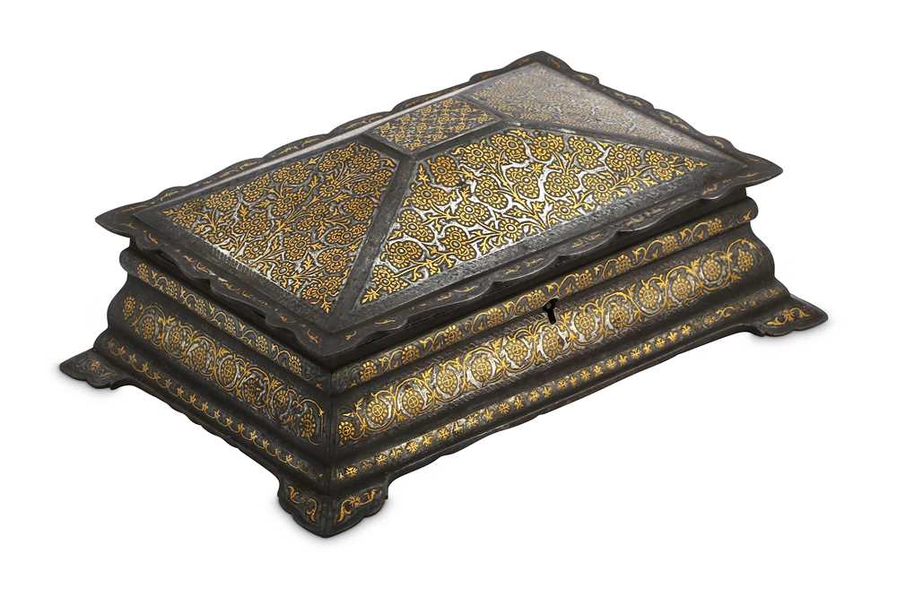 Lot 210 - A GOLD-DAMASCENED (KOFTGARI) CASKET India,...