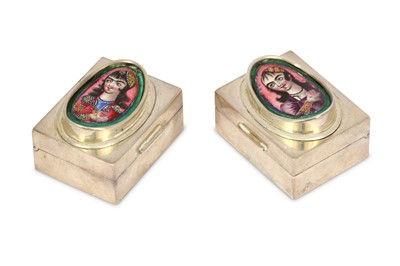 Lot 222 - *TWO SILVER BOXES WITH PAINTED ENAMEL...