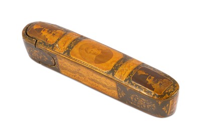 Lot 234 - * A SMALL QAJAR LACQUERED PAPIER-MÂCHÉ PEN...