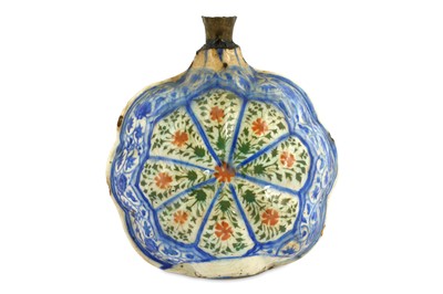 Lot 217 - *A SAFAVID BLUE, RED AND GREEN POTTERY PILGRIM...