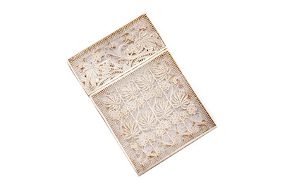 Lot 43 - A filigree silver card case of rectangular...