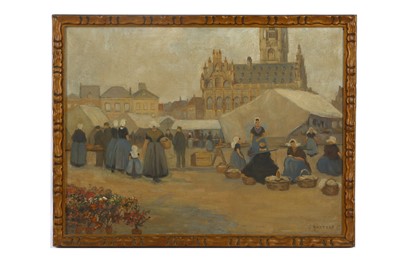 Lot 331 - J. BARTELS Town square with figures Oil on canvas