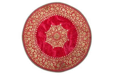 Lot 109 - A CIRCULAR EMBROIDERED VELVET PANEL Northern...