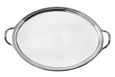 Lot 270 - A George III sterling silver twin handled tray,...