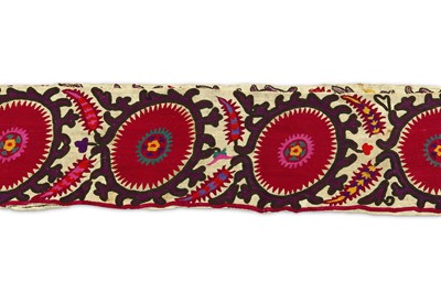 Lot 110 - AN EMBROIDERED TASHKENT SUZANI BAND Uzbekistan,...