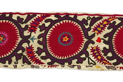 Lot 110 - AN EMBROIDERED TASHKENT SUZANI BAND Uzbekistan,...