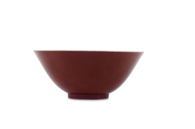 Lot 268 - A CHINESE MONOCHROME RUBY-GLAZED BOWL. Qing...