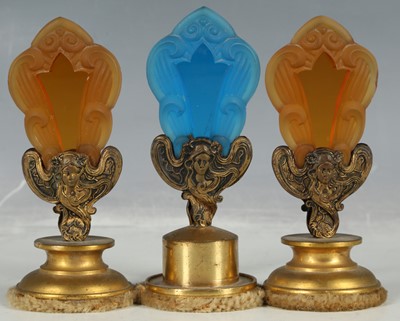 Lot 196 - Art Nouveau ladies desk weights, cut glass...