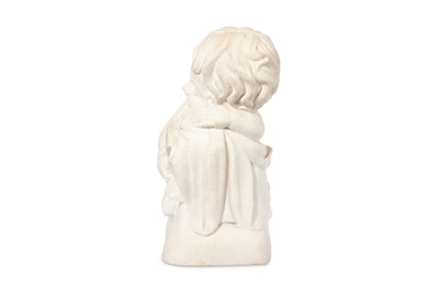 Lot 36 - A WHITE MARBLE FIGURE OF A SLEEPING PUTTO IN...