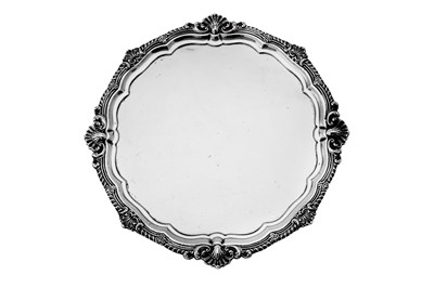 Lot 253 - A George V sterling silver salver, London 1910...